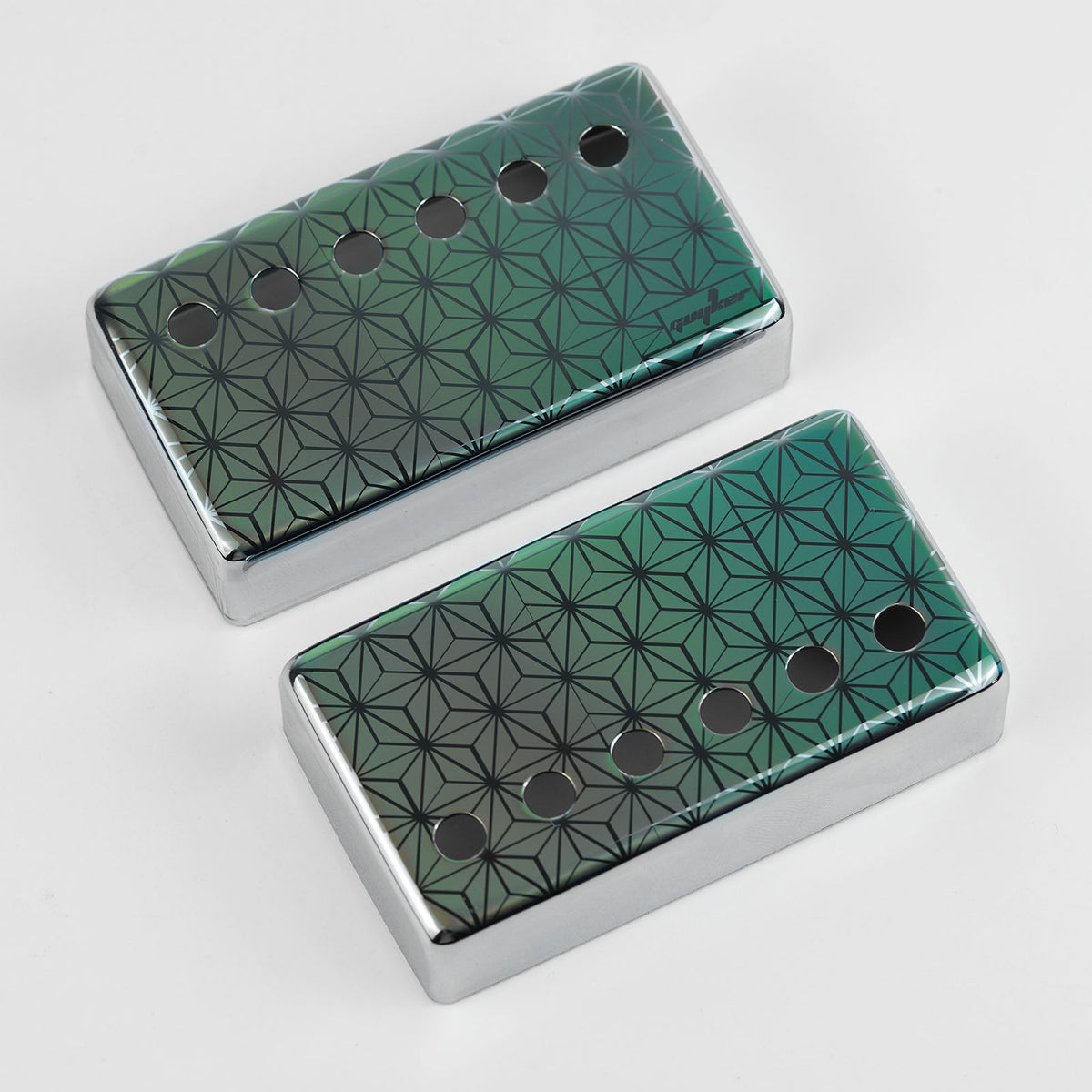 Guyker PC017 Nickel Silver Humbucker Iridescent Triangle Pattern Guitar Pickup Covers Set6