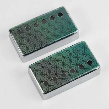 Guyker PC017 Nickel Silver Humbucker Iridescent Triangle Pattern Guitar Pickup Covers Set6