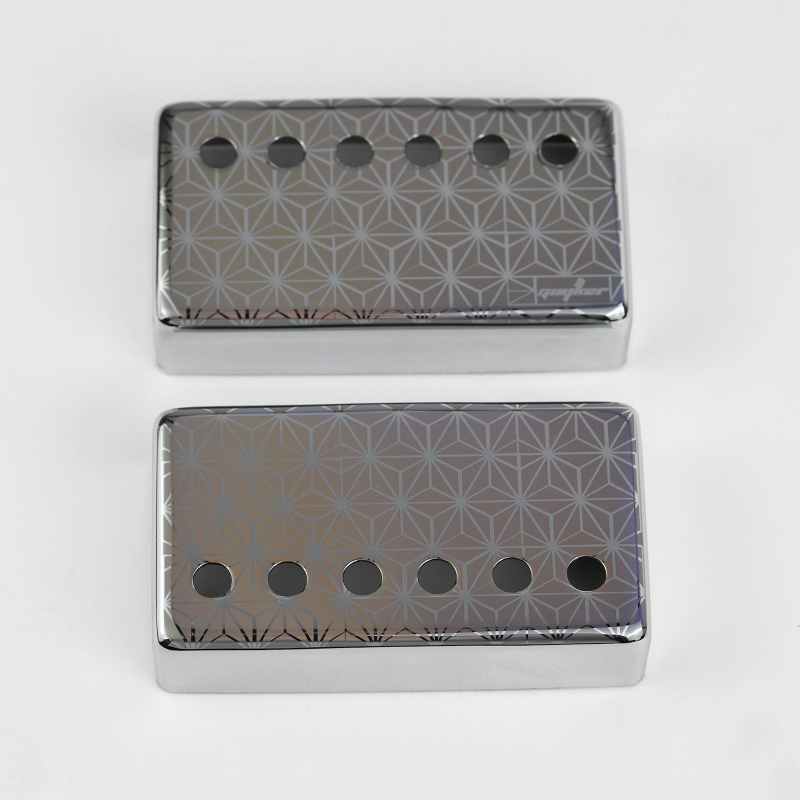 Guyker PC017 Nickel Silver Humbucker Iridescent Triangle Pattern Guitar Pickup Covers Set3