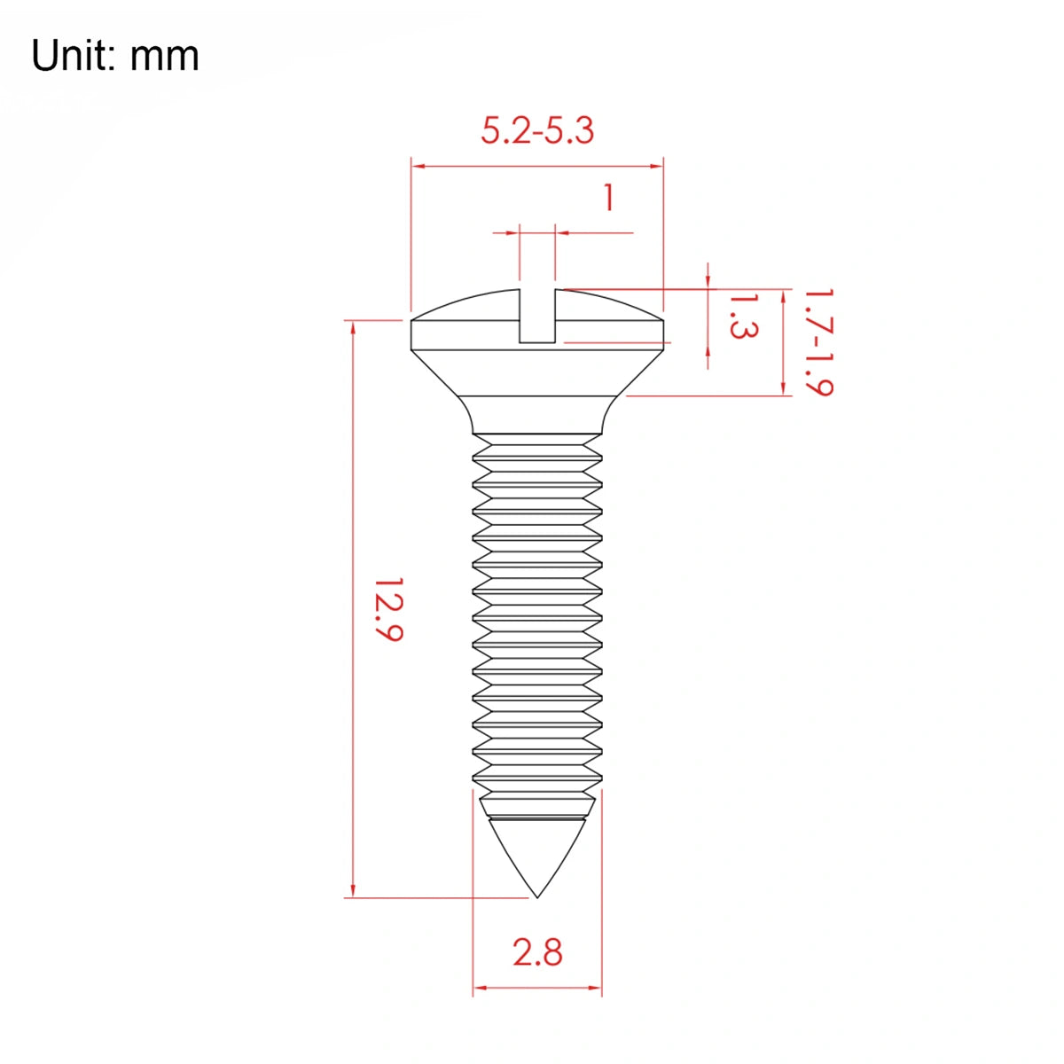 Guyker Stainless Steel Pickguard Screws M2.8×12.9mm for Electric Guitar