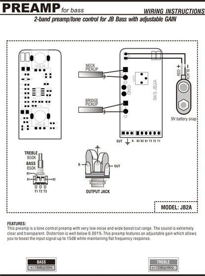 Preamp Control Plate with Adjustable Gain for JB Bass | Guyker