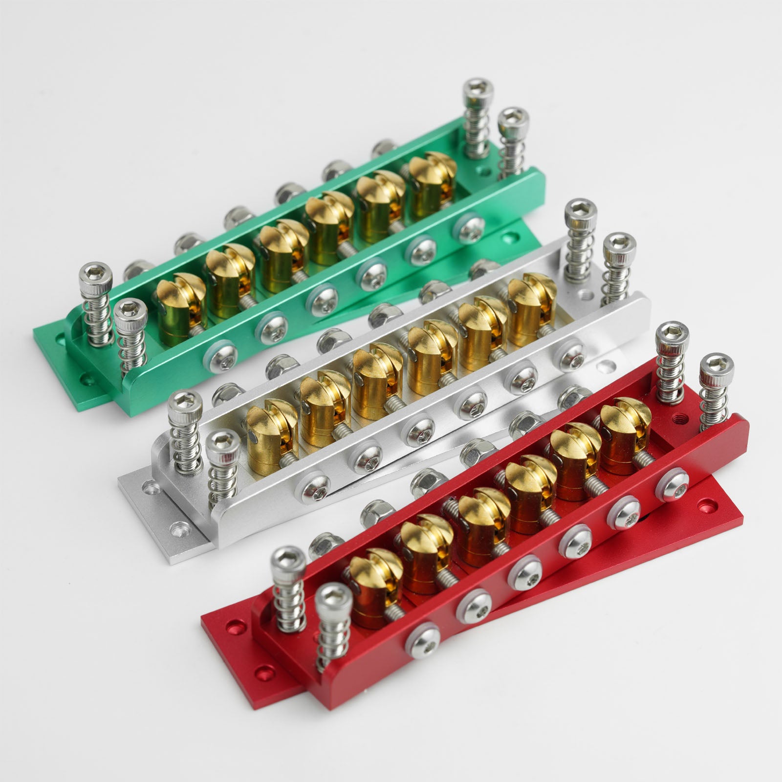 Roller Saddle Hardtail Bridge for 6 & 12-String Guitars – Rickenbacker Style, Dual-String Spacing Guyker