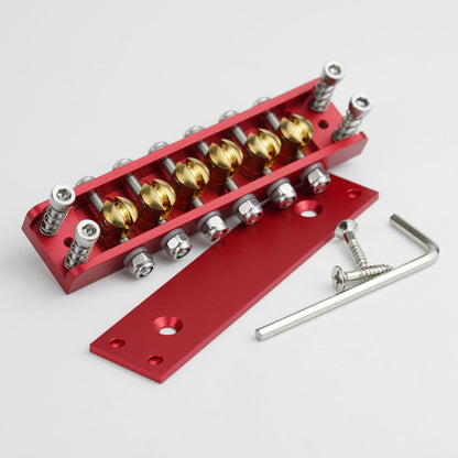 Roller Saddle Hardtail Bridge for 6 & 12-String Guitars – Rickenbacker Style, Dual-String Spacing Guyker