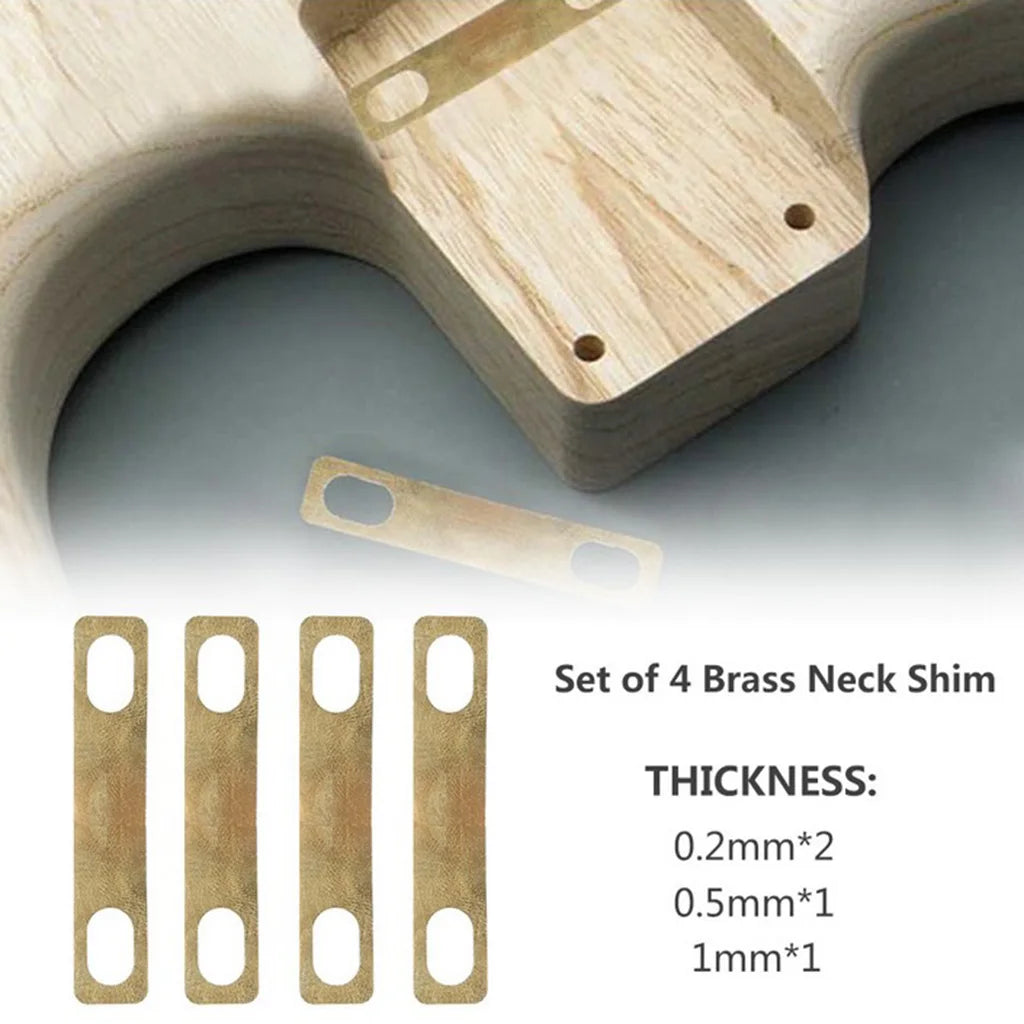 4Pcs Connection Guitar Neck Plate Guitar Neck Shim Heightening Gasket  Bass Instrument Accessories Tool Brass