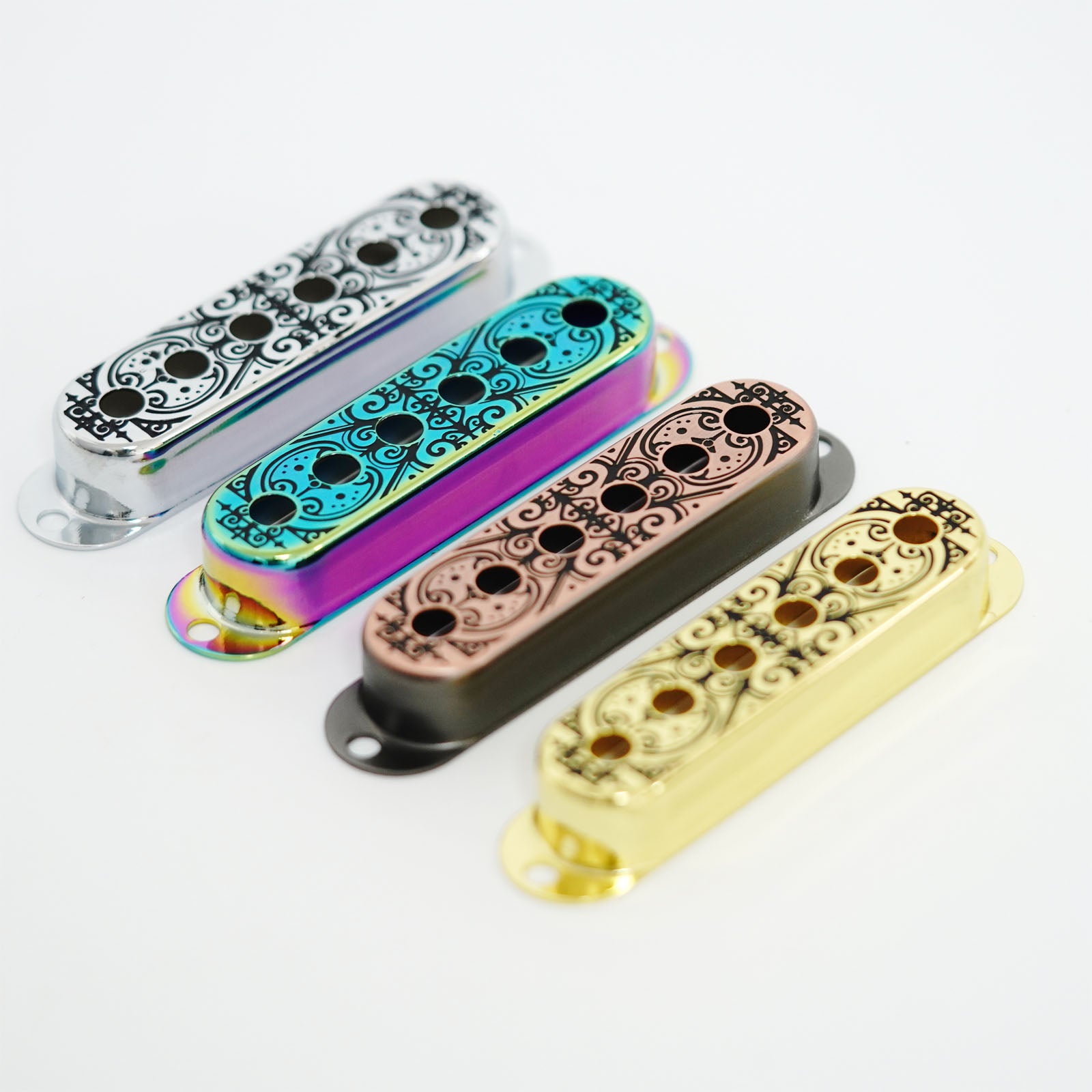 Scroll Pattern  Brass Single Pickup Covers for Strat Guitars | Guyker