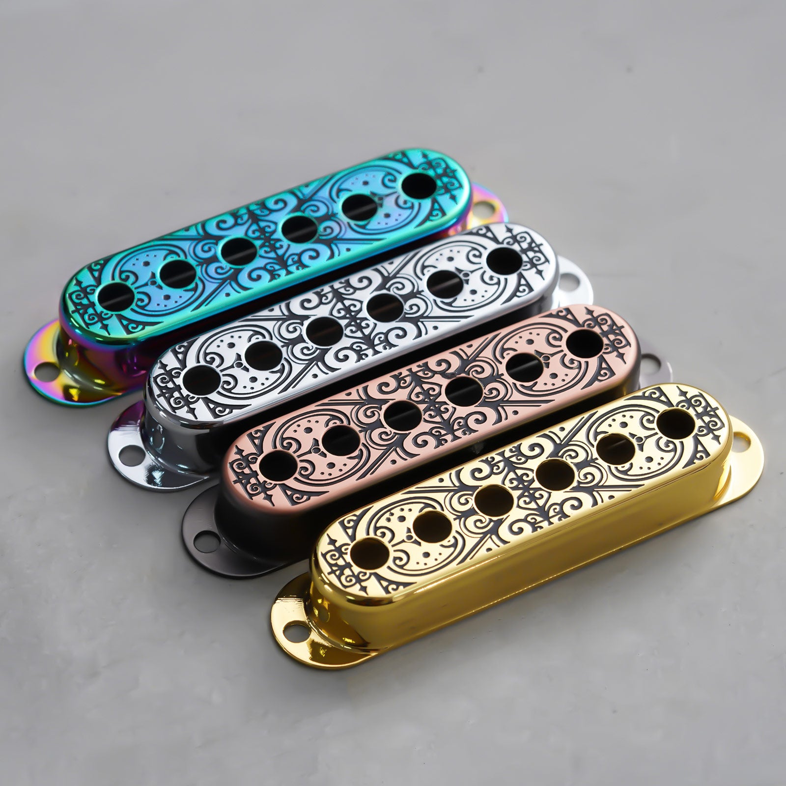 Scroll Pattern  Brass Single Pickup Covers for Strat Guitars | Guyker