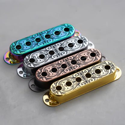 Scroll Pattern  Brass Single Pickup Covers for Strat Guitars | Guyker