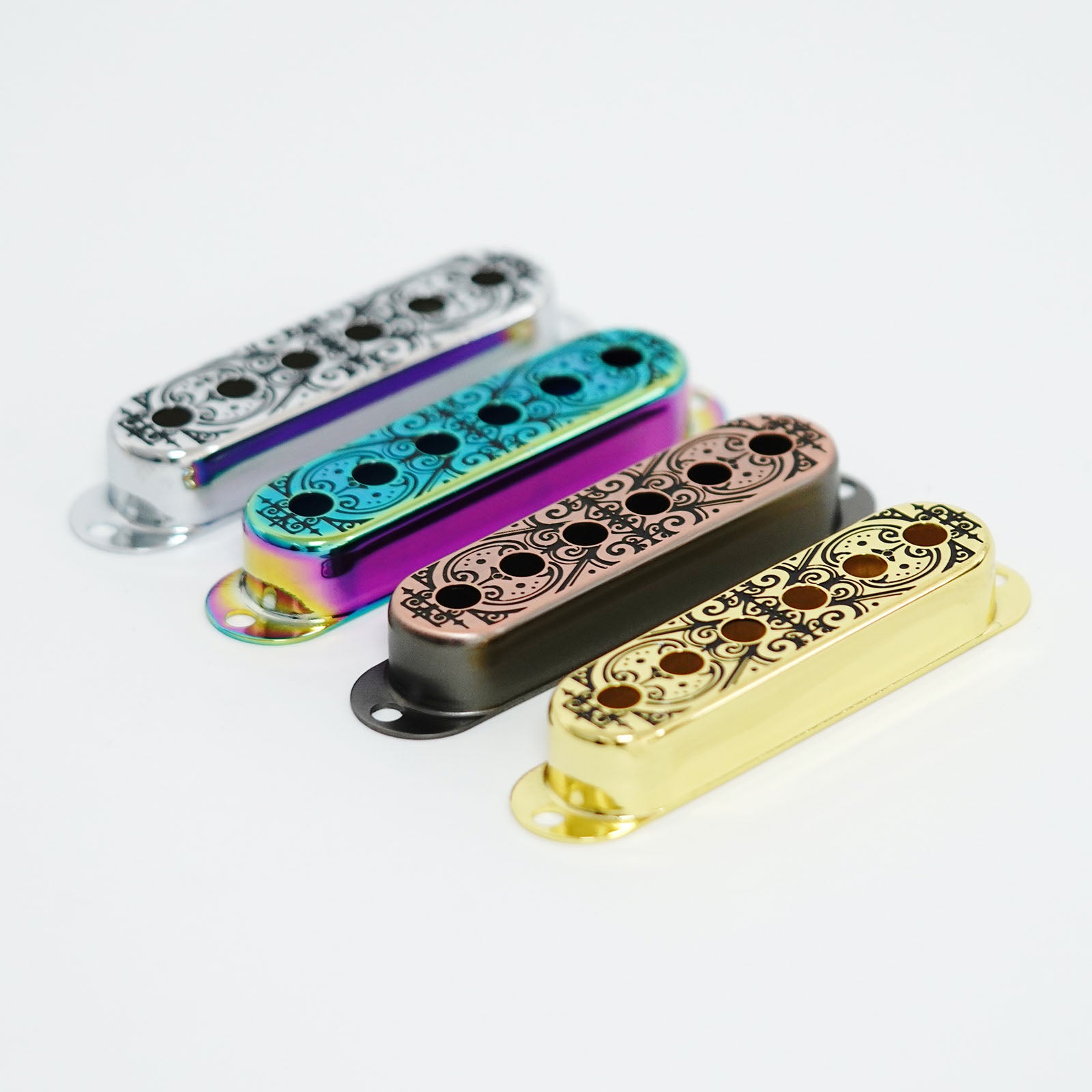 Scroll Pattern  Brass Single Pickup Covers for Strat Guitars | Guyker