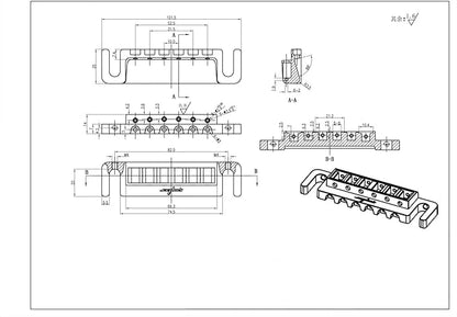 Guyker GM004 Ensemble de pont de guitare wraparound et ensemble de cale à queue TP2