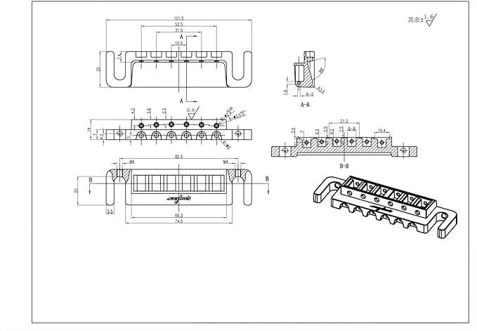 Ready to Ship (US) | Guyker GM004  Wraparound Guitar Bridge & TP2 Tailpiece Set