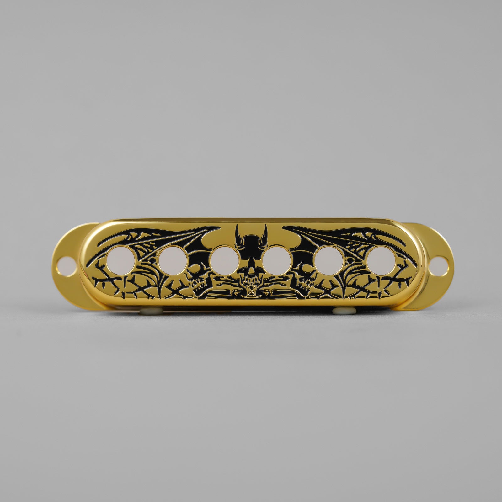 Skull Bat Brass Single Pickup Covers for Stratocaster®  | Guyker