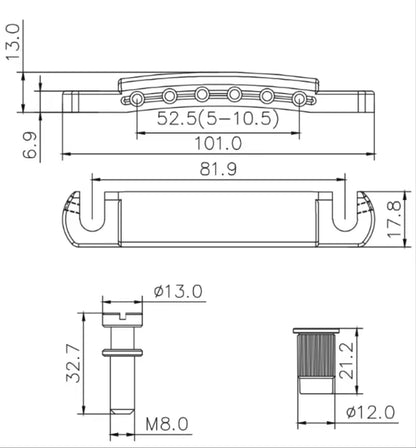 Tune-O-Matic Bridge Set – Zinc Alloy & Brass Saddles Guyker