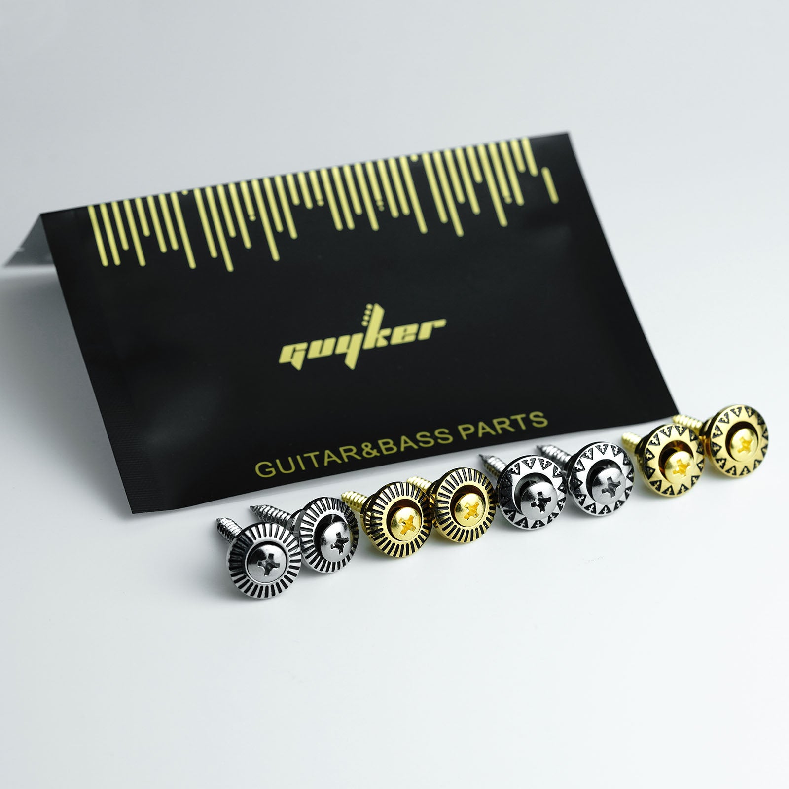 Vintage Guitar Strap Buttons – Engraved Alloy Lock Set | Guyker