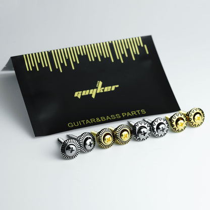 Vintage Guitar Strap Buttons – Engraved Alloy Lock Set | Guyker