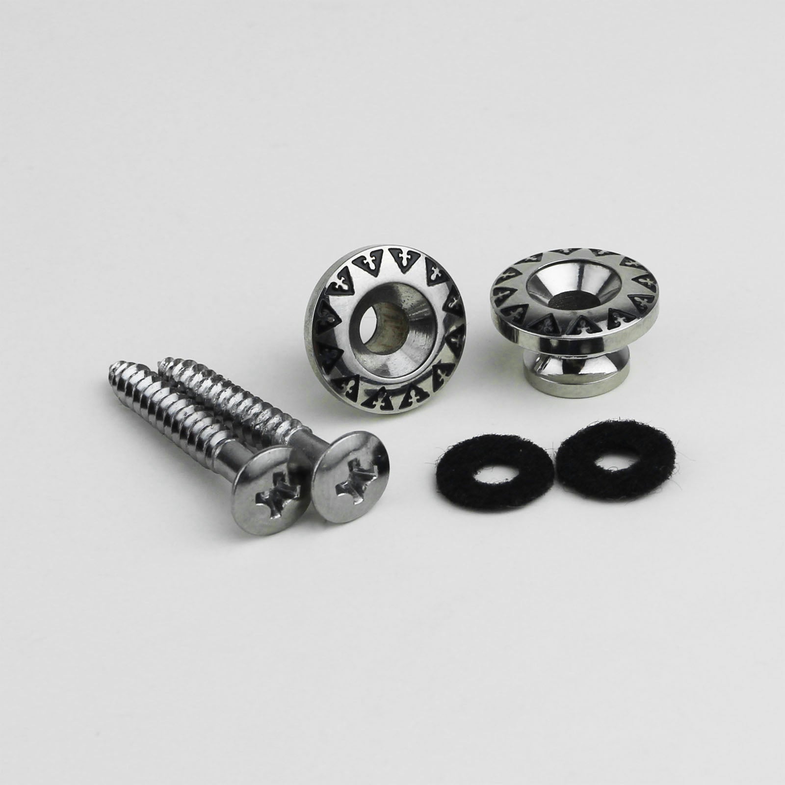 Vintage Guitar Strap Buttons – Engraved Alloy Lock Set | Guyker