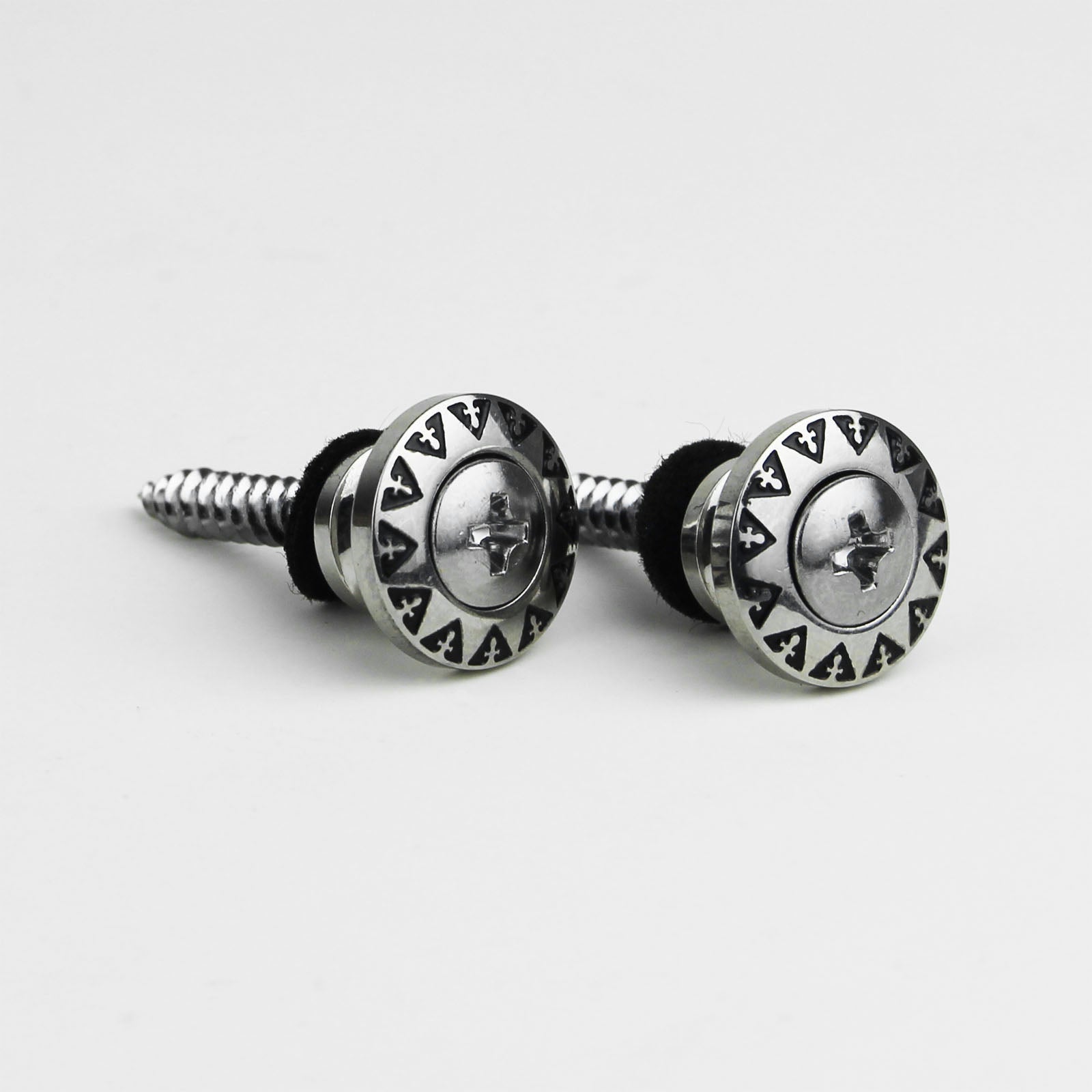 Vintage Guitar Strap Buttons – Engraved Alloy Lock Set | Guyker