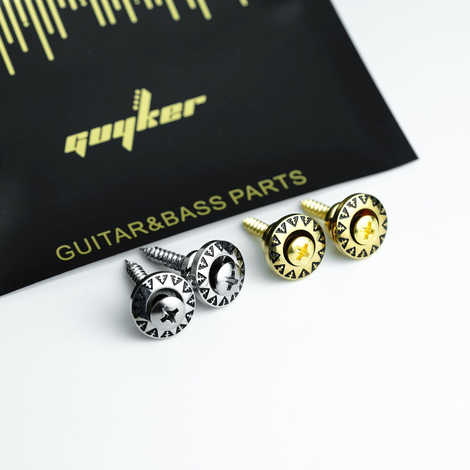 Vintage Guitar Strap Buttons – Engraved Alloy Lock Set | Guyker