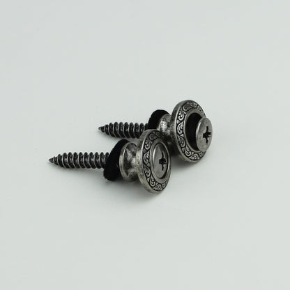 Vintage Guitar Strap Buttons – Engraved Metal Set of 2 | Guyker