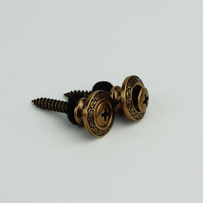 Vintage Guitar Strap Buttons – Engraved Metal Set of 2 | Guyker