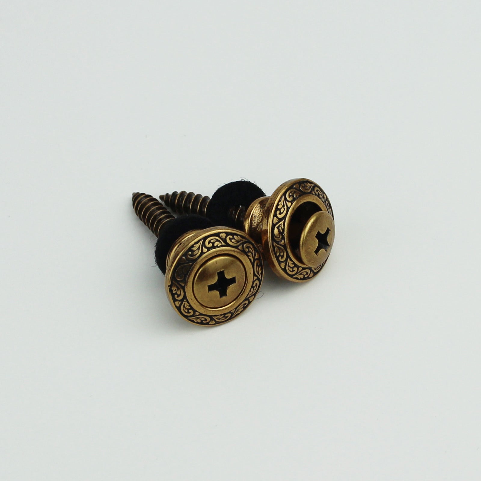Vintage Guitar Strap Buttons – Engraved Metal Set of 2 | Guyker