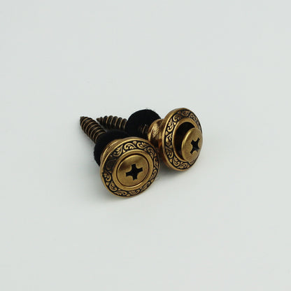 Vintage Guitar Strap Buttons – Engraved Metal Set of 2 | Guyker