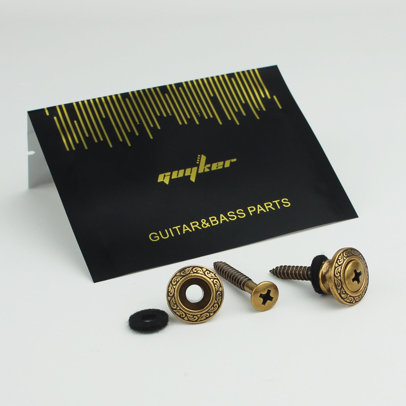 Vintage Guitar Strap Buttons – Engraved Metal Set of 2 | Guyker