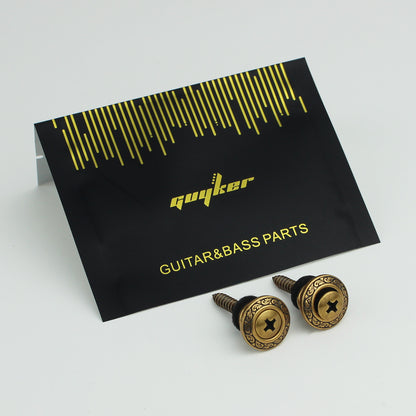 Vintage Guitar Strap Buttons – Engraved Metal Set of 2 | Guyker