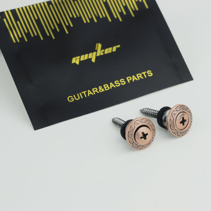 Vintage Guitar Strap Buttons – Engraved Metal Set of 2 | Guyker