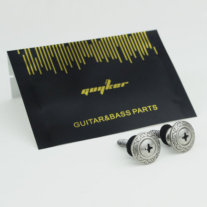 Vintage Guitar Strap Buttons – Engraved Metal Set of 2 | Guyker