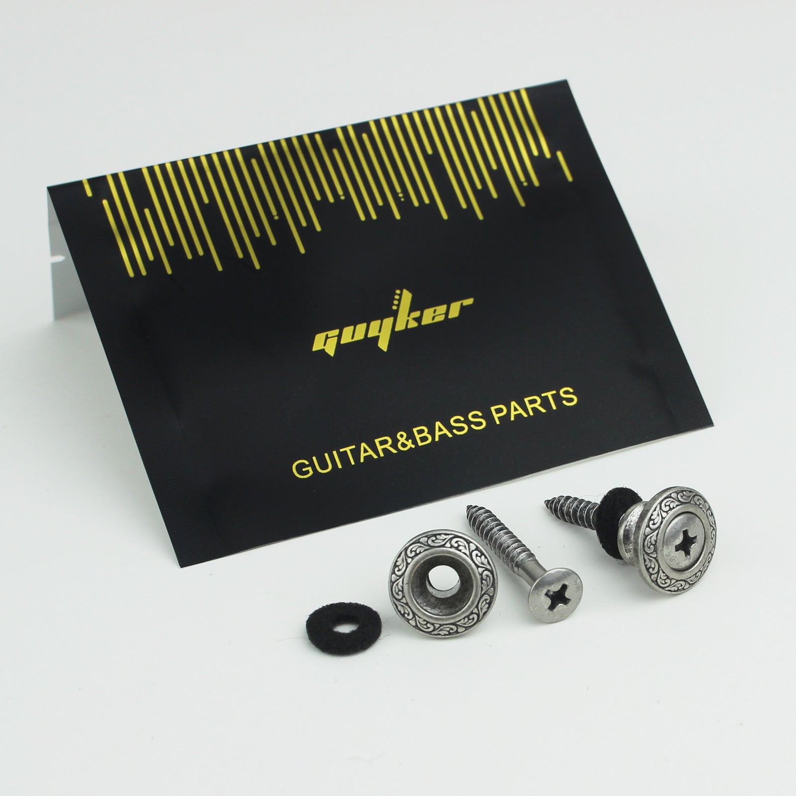 Vintage Guitar Strap Buttons – Engraved Metal Set of 2 | Guyker