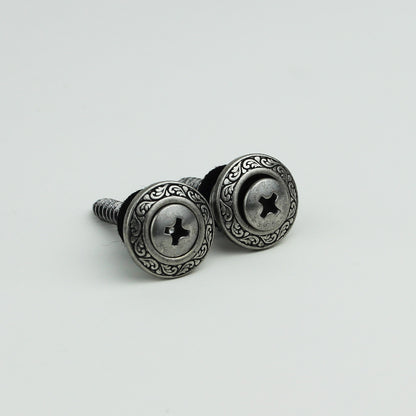 Vintage Guitar Strap Buttons – Engraved Metal Set of 2 | Guyker