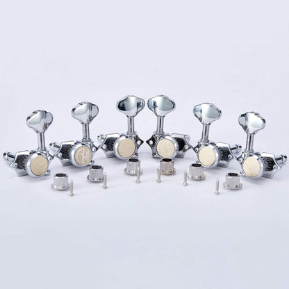 Vintage Open Gear Guitar Tuning Pegs 3R+3L Set 1:18 Ratio Guyker 