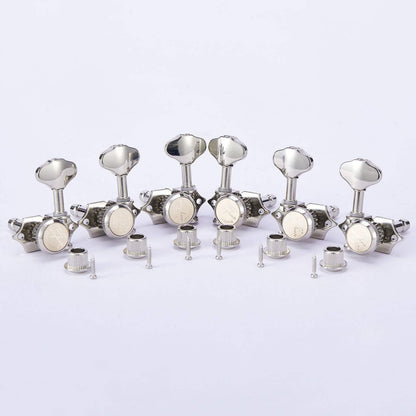 Vintage Open Gear Guitar Tuning Pegs 3R+3L Set 1:18 Ratio Guyker 