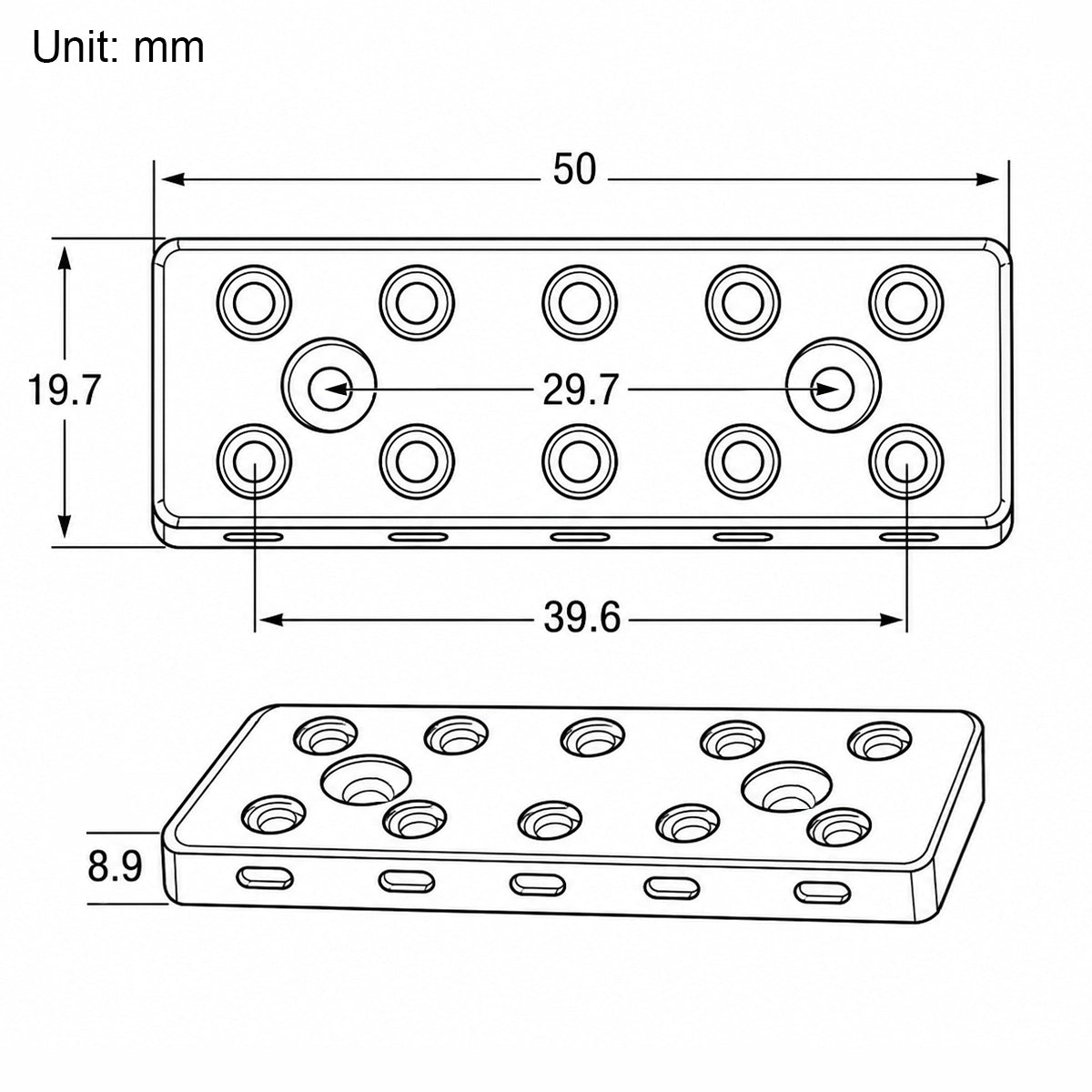 Guyker CNC-Machined 5-String Locking Adjustable Headless Bass Bridge WB005