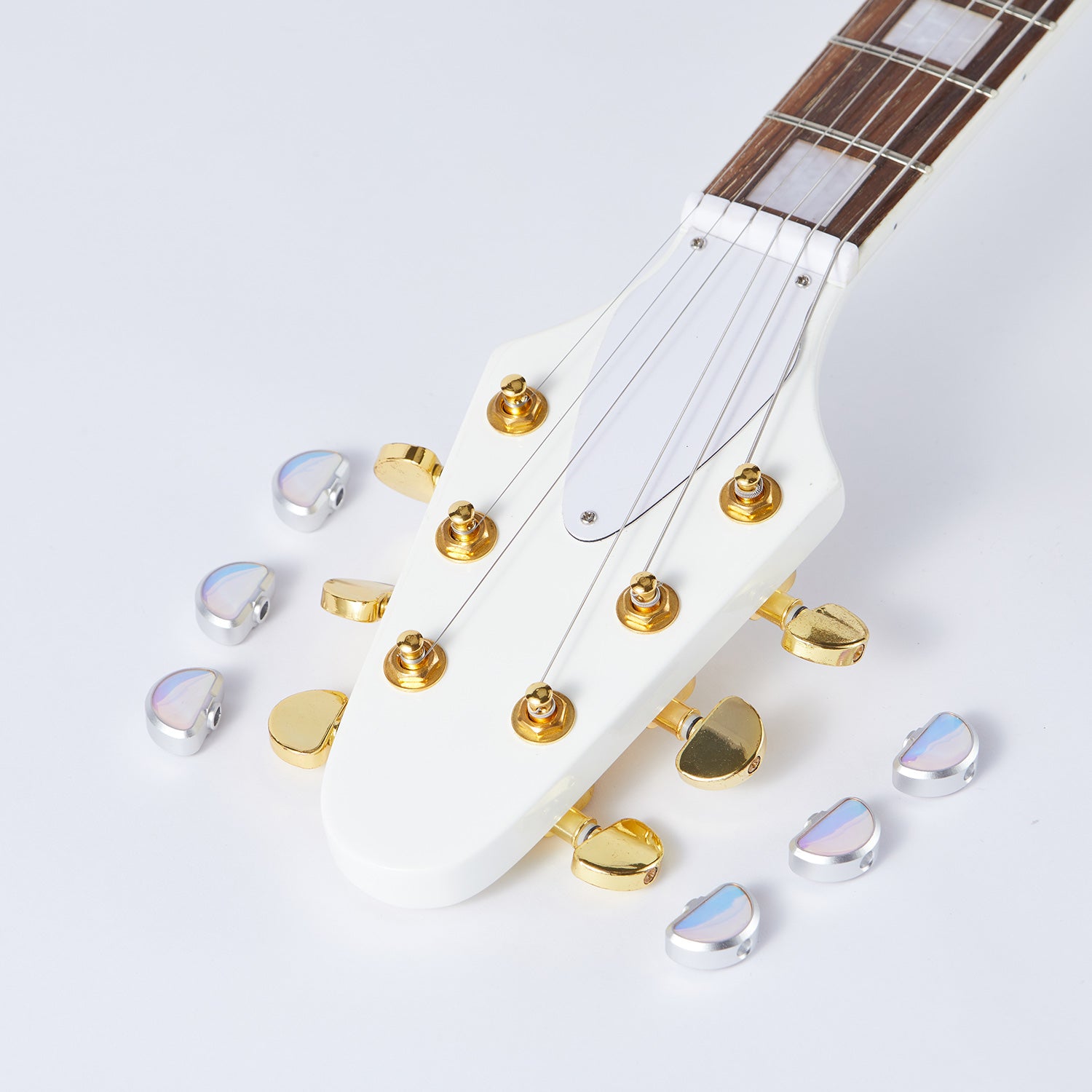 P05 Botones de Afinación Blancos Guyker para Guitarra para Afinadores 3R3L