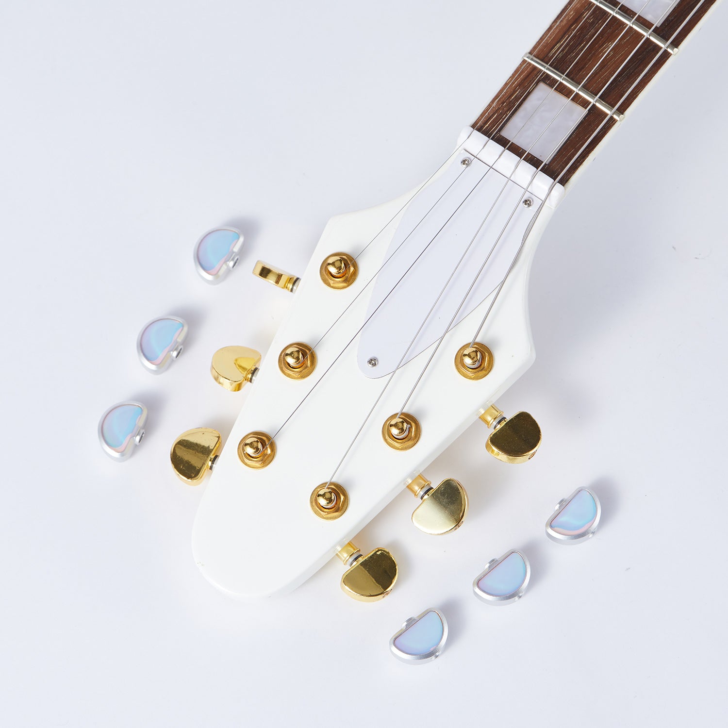 P05 Botones de Afinación Blancos Guyker para Guitarra para Afinadores 3R3L