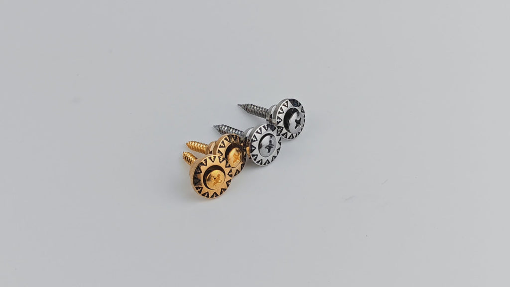 Vintage Guitar Strap Buttons – Engraved Alloy Lock Set | Guyker