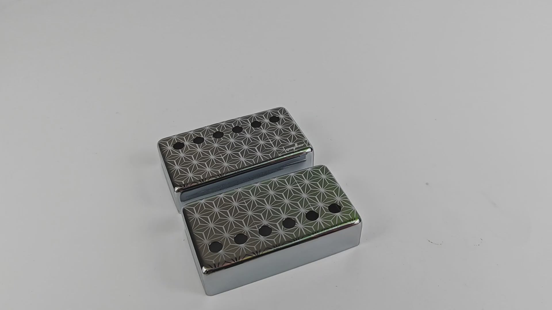 Guyker PC017 Nickel Silver Humbucker Iridescent Triangle Pattern Guitar Pickup Covers Set7