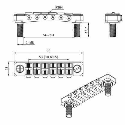 Guyker GMA-015A 6-String Tune-O-Matic Bridge CNC Aluminum Alloy