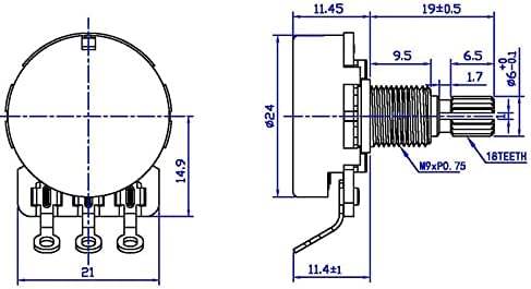 A250K Brass Split Shaft Volume Potentiometer--Guyker - Guyker