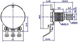 Guyker A250K Brass Split Shaft Potentiometer For Electric Guitar Bass - 1 Piece