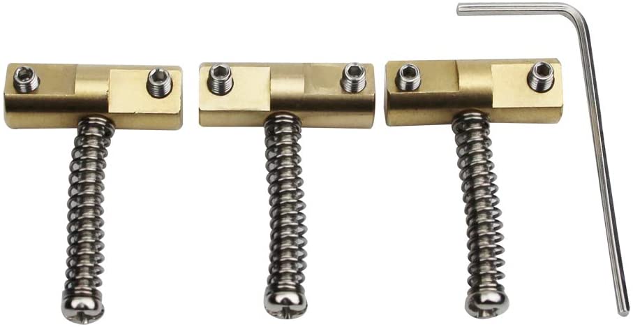 Guyker Compensated Brass Saddles Set of 3-10.8mm Barrel Wilkinson-Style Bridge Saddle with Wrench Compatible with Fender Telecaster Tele Vintage Electric Guitar Replacement Part
