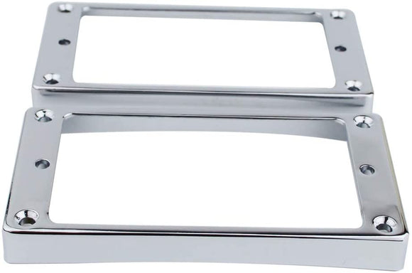 Guyker Curved Bottom Metal Humbucker Pickup Mounting Ring Set - Bridge and Neck Pickups Cover Frame Replacement Compatible with Les Paul LP Style Electric Guitar or Precision Bass