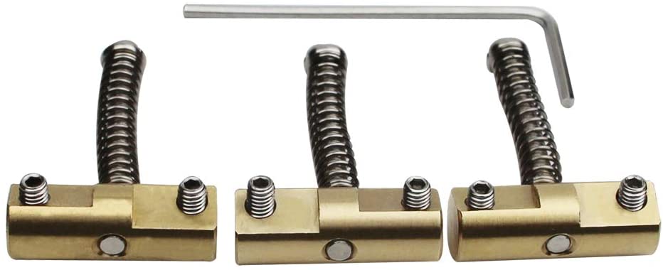 Guyker Compensated Brass Saddles Set of 3-10.8mm Barrel Wilkinson-Style Bridge Saddle with Wrench Compatible with Fender Telecaster Tele Vintage Electric Guitar Replacement Part