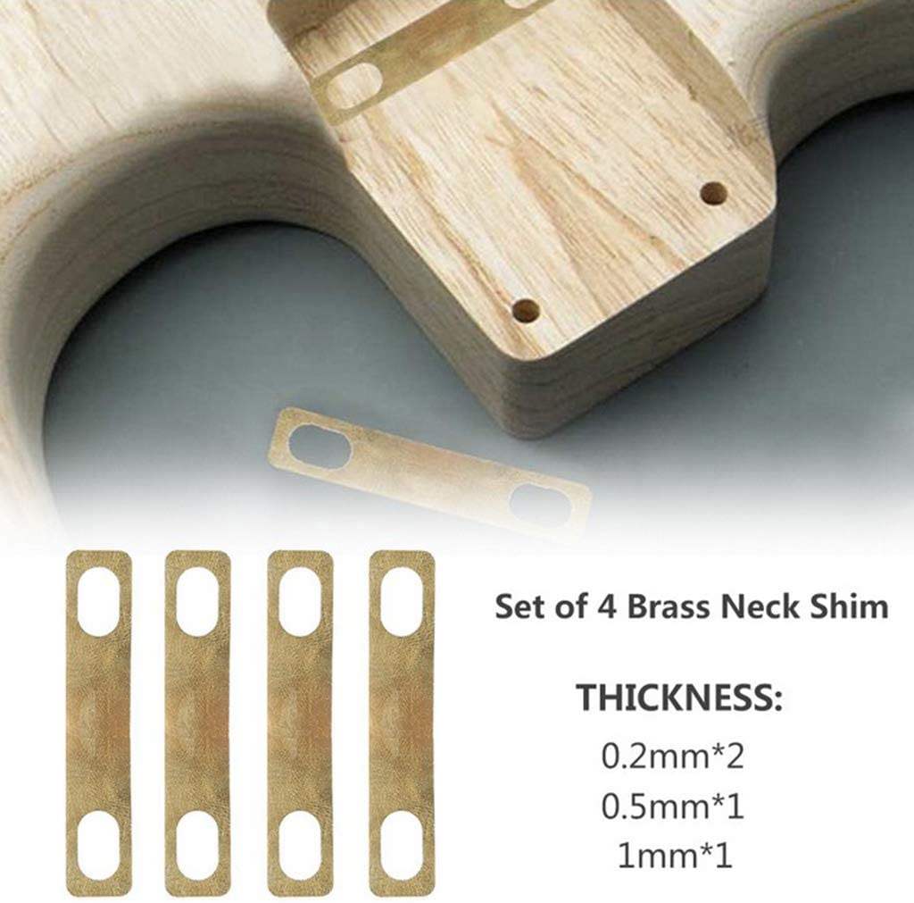Guyker 4Pcs Connection Guitar Neck Plate Guitar Neck Shim Heightening Gasket Bass Instrument Accessories  Brass - Guyker