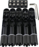 Guyker 4 Pieces Single String Fan Bass Bridge - Headless Fixed Fanned Bridges for Electric Bass Black