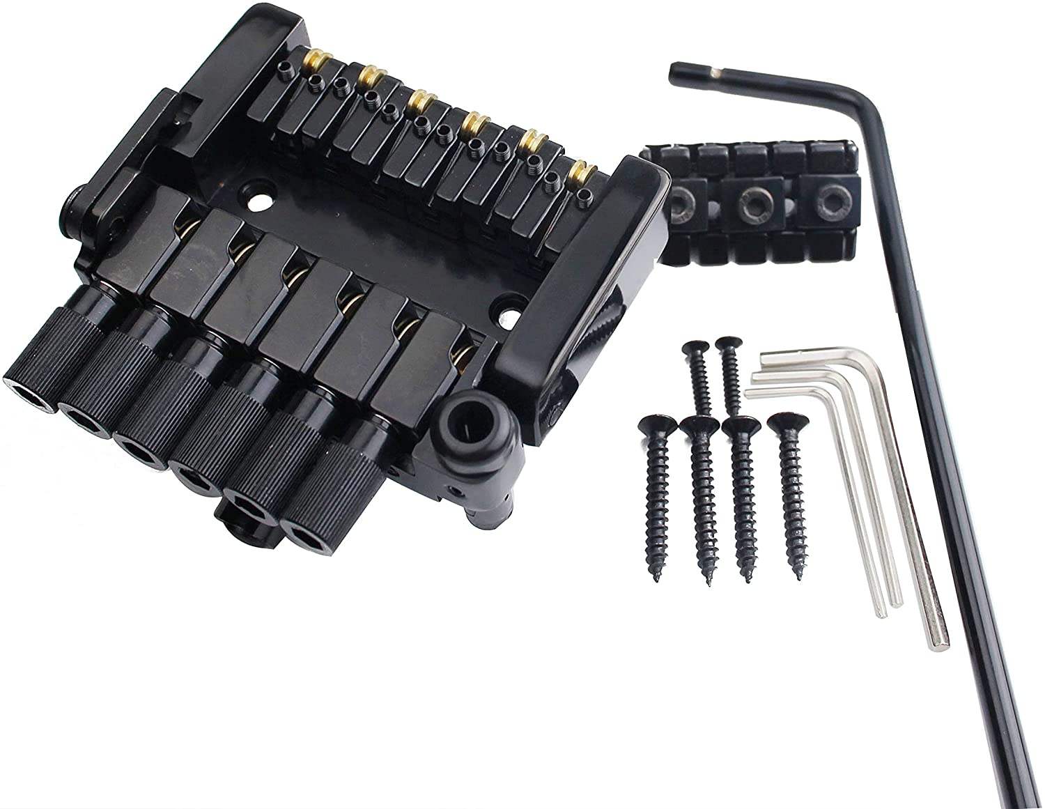 Guyker 6 String Headless Roller Saddle Tremolo Bridge for Headless Guitar Accessories W1003 Black