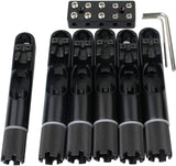 Guyker 4 Pieces Single String Fan Bass Bridge - Headless Fixed Fanned Bridges for Electric Bass Black