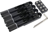 Guyker 4 Pieces Single String Fan Bass Bridge - Headless Fixed Fanned Bridges for Electric Bass Black