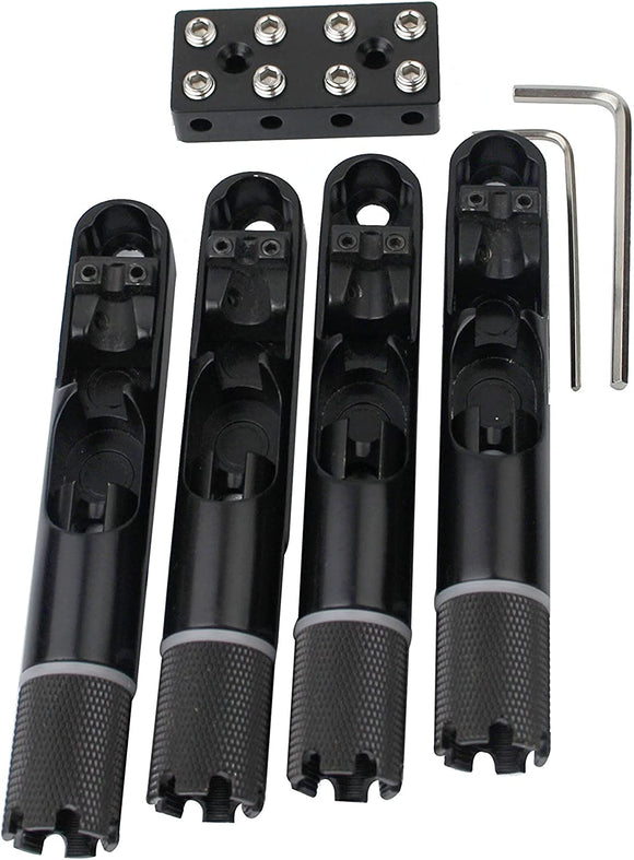Guyker 4 Pieces Single String Fan Bass Bridge - Headless Fixed Fanned Bridges for Electric Bass Black
